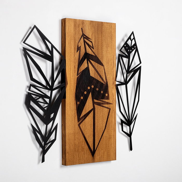 Wallity Leaves 2 Escultura de pared en nogal y negro